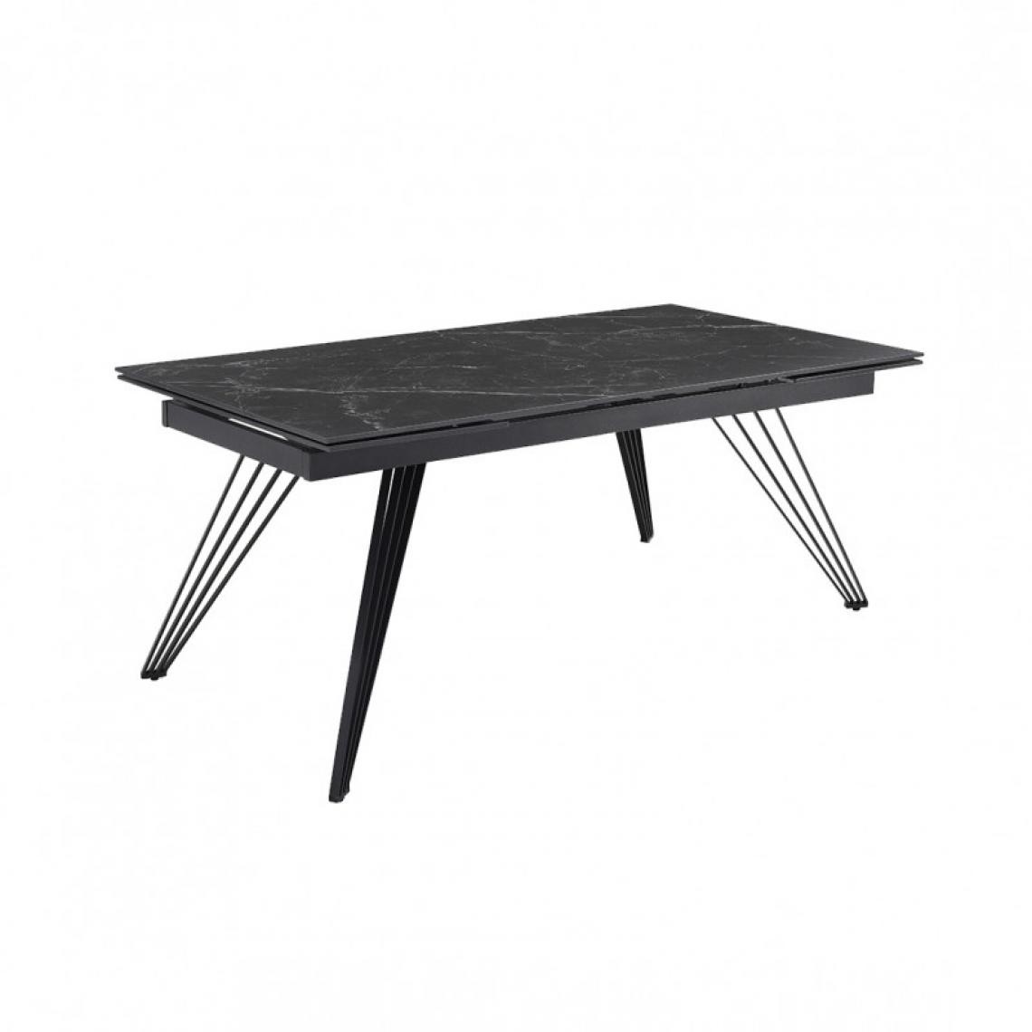 Meubletmoi - Table extensible 160/240 cm céramique noir marbré pied filaire - INDIANA 01 - Tables à manger