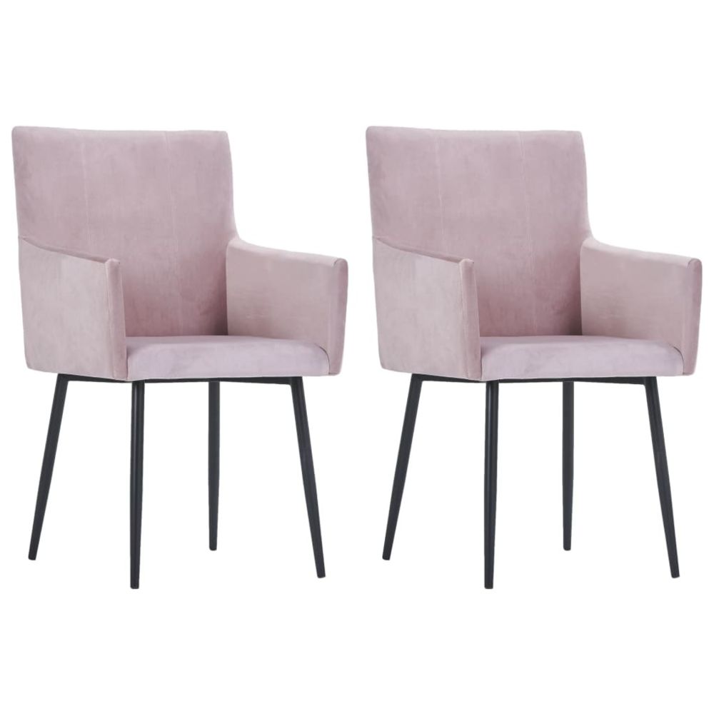 marque generique - Stylé Fauteuils et chaises gamme Vaduz Chaises de salle à manger avec accoudoirs 2 pcs Rose Velours - Chaises