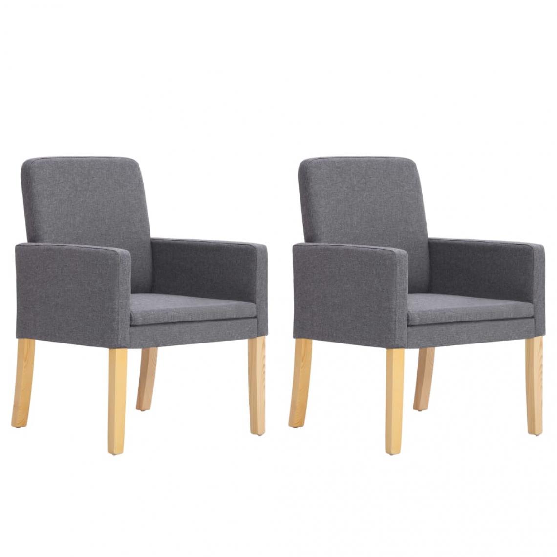 Decoshop26 - Lot de 2 chaises de salle à manger cuisine design moderne tissu gris clair CDS020489 - Chaises