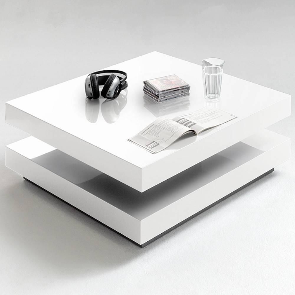 Inside 75 - Table basse design HUBIC laquée blanc brillant plateau pivotant - Tables à manger