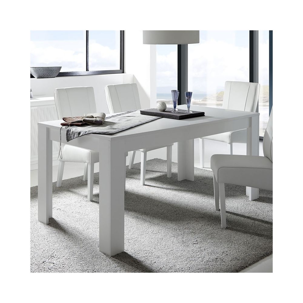 Tousmesmeubles - Table de repas rectangulaire blanc mat - RIMINI n°1 - Tables à manger