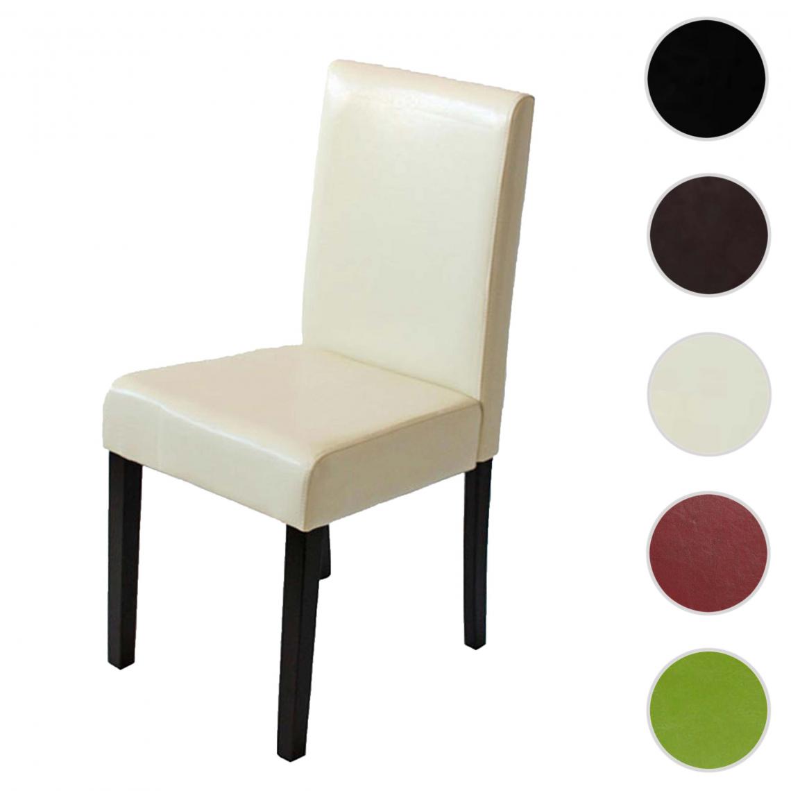 Mendler - Chaise de salle à manger Littau, chaise de cuisine, similicuir ~ crème, pieds foncés - Chaises