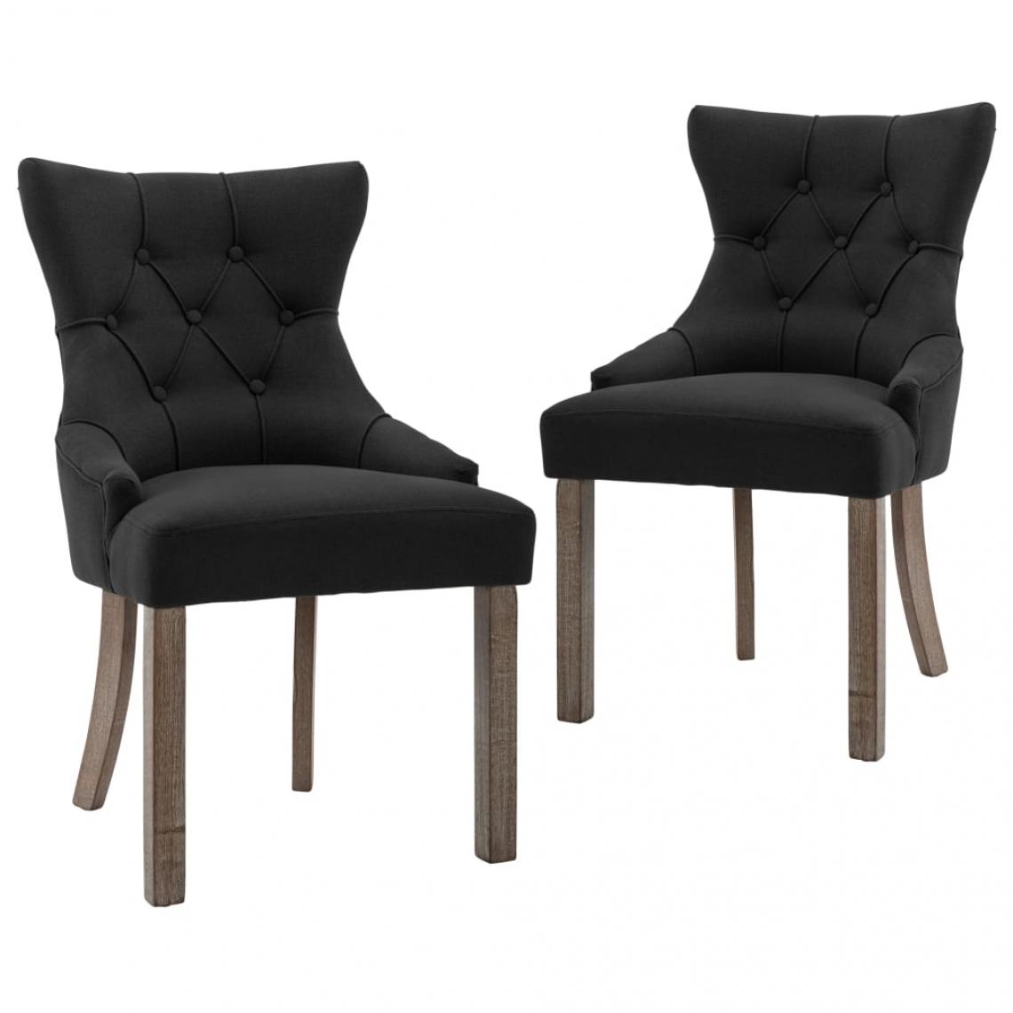 Decoshop26 - Lot de 2 chaises de salle à manger cuisine design moderne tissu noir CDS020871 - Chaises