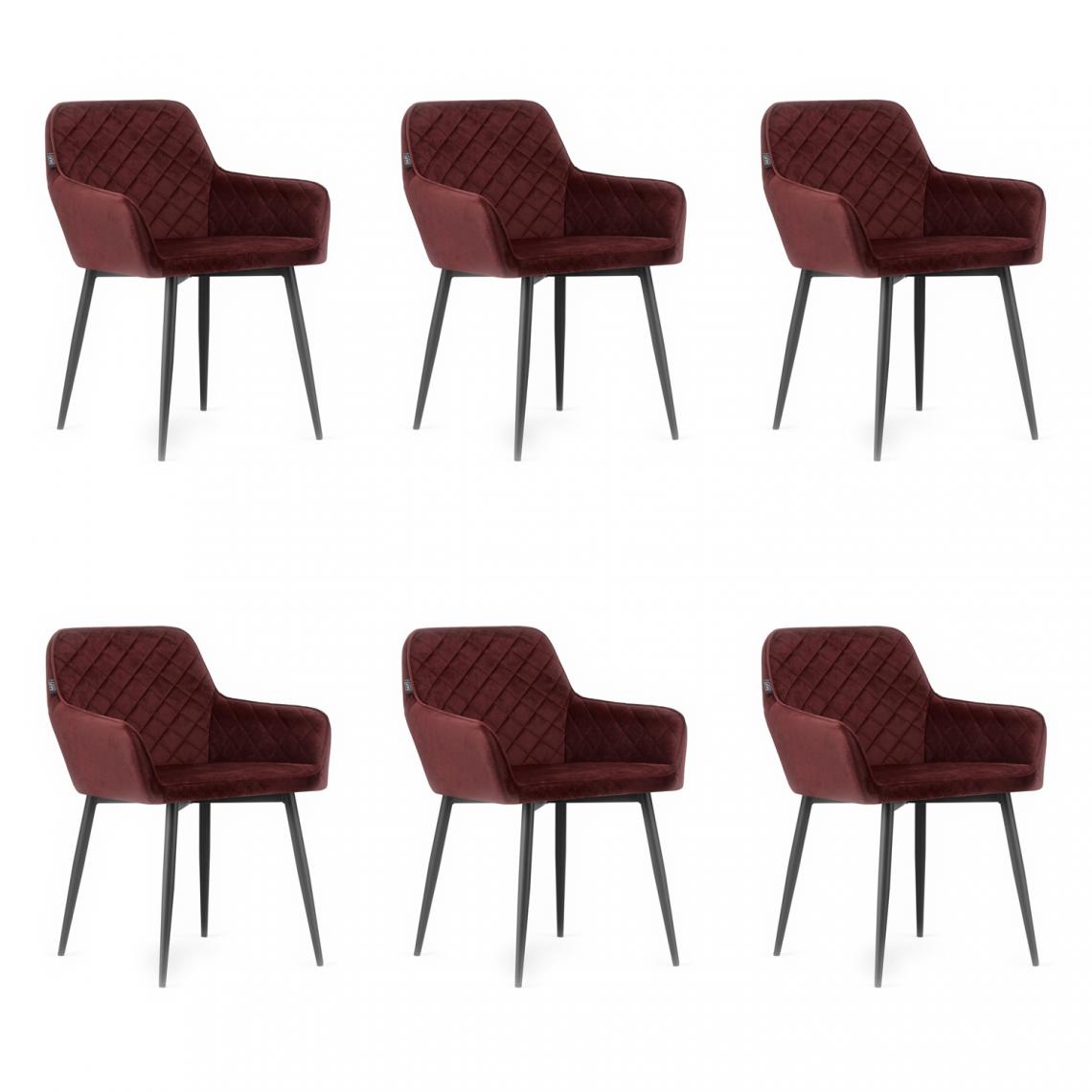 Hucoco - NOLAY - Lot de 6 chaises style moderne salon/salle à manger/bureau - 79x58x57 cm - Fauteuil de table - Rouge - Chaises