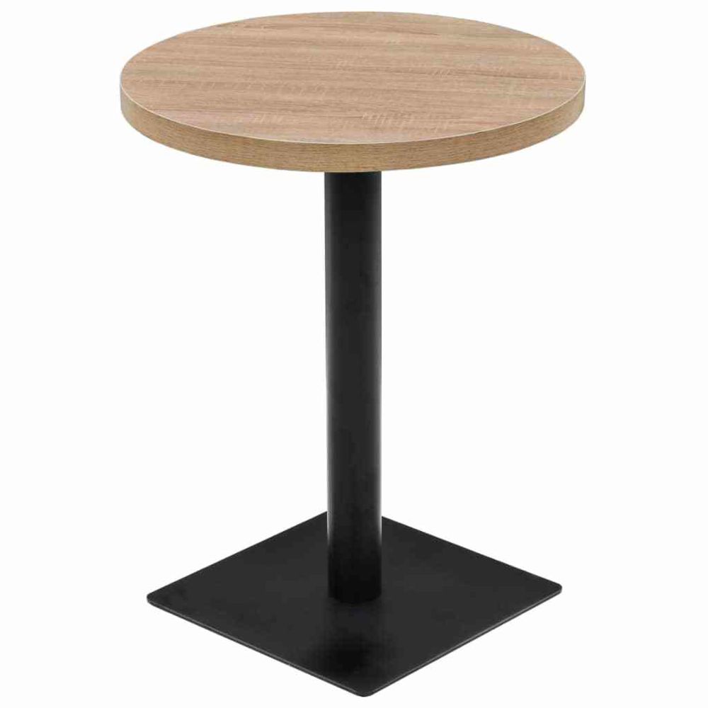 Vidaxl - vidaXL Table de bistro MDF et acier Rond 60 x 75 cm Couleur de chêne - Tables à manger