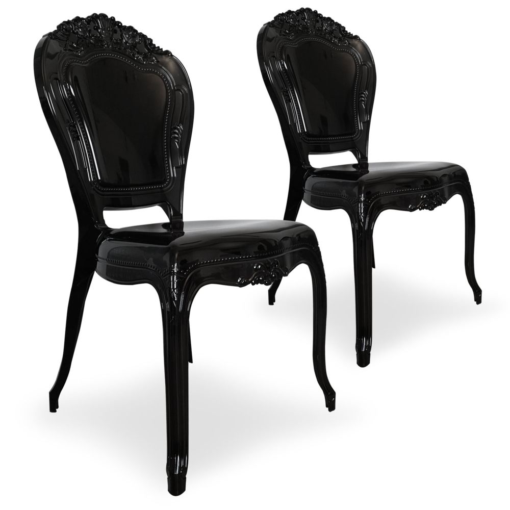MENZZO - Lot de 2 chaises royales Crown Plexi Noir - Chaises