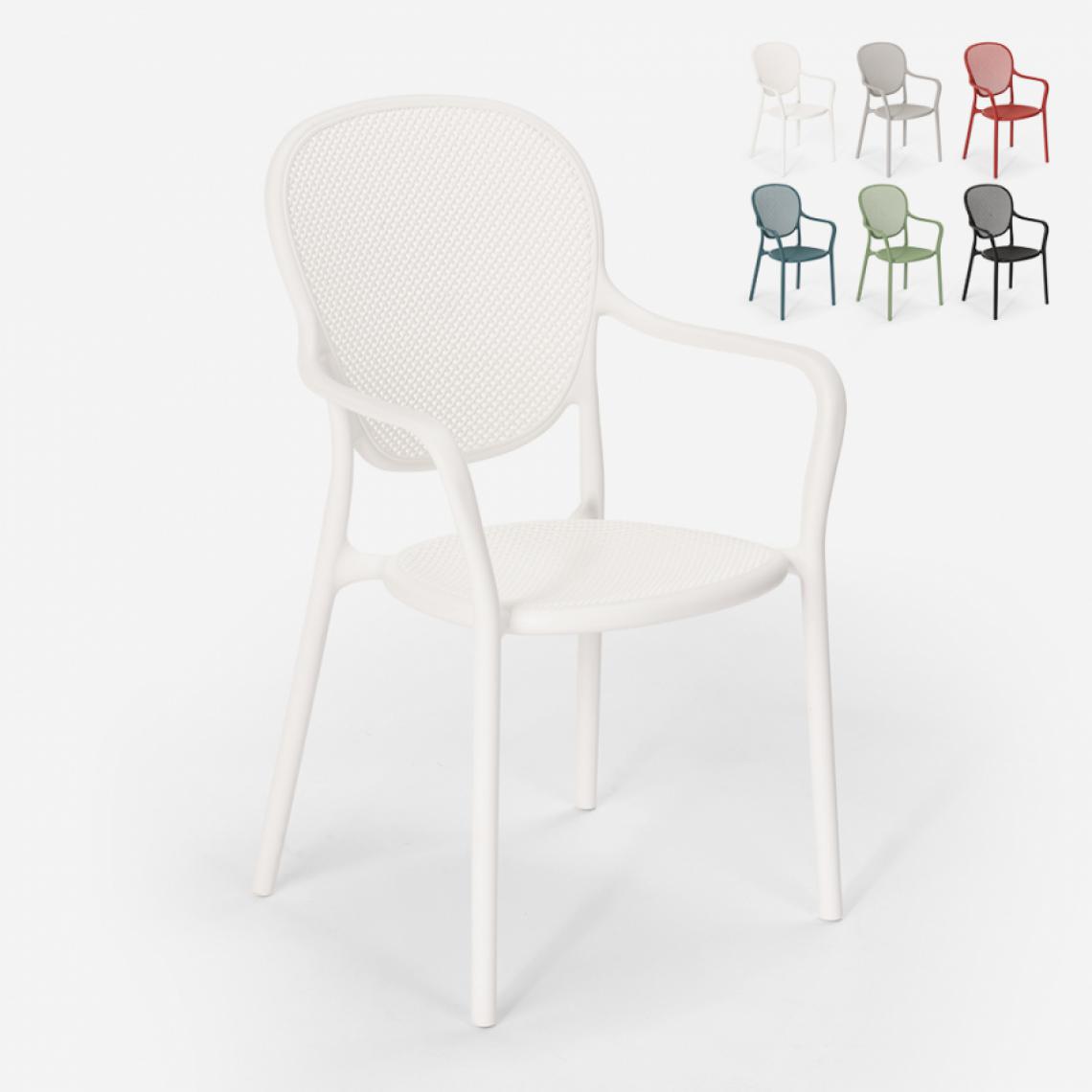 Ahd Amazing Home Design - Chaise design moderne pour restaurant bar cuisine extérieure en polypropylène Clara, Couleur: Blanc - Chaises