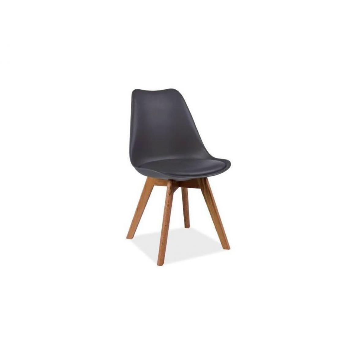Hucoco - KRIL | Chaise style scandinave salle à manger salon bureau | 83x49x43 cm | PP + similicuir + piétement bois | Chaise moderne - Gris - Chaises