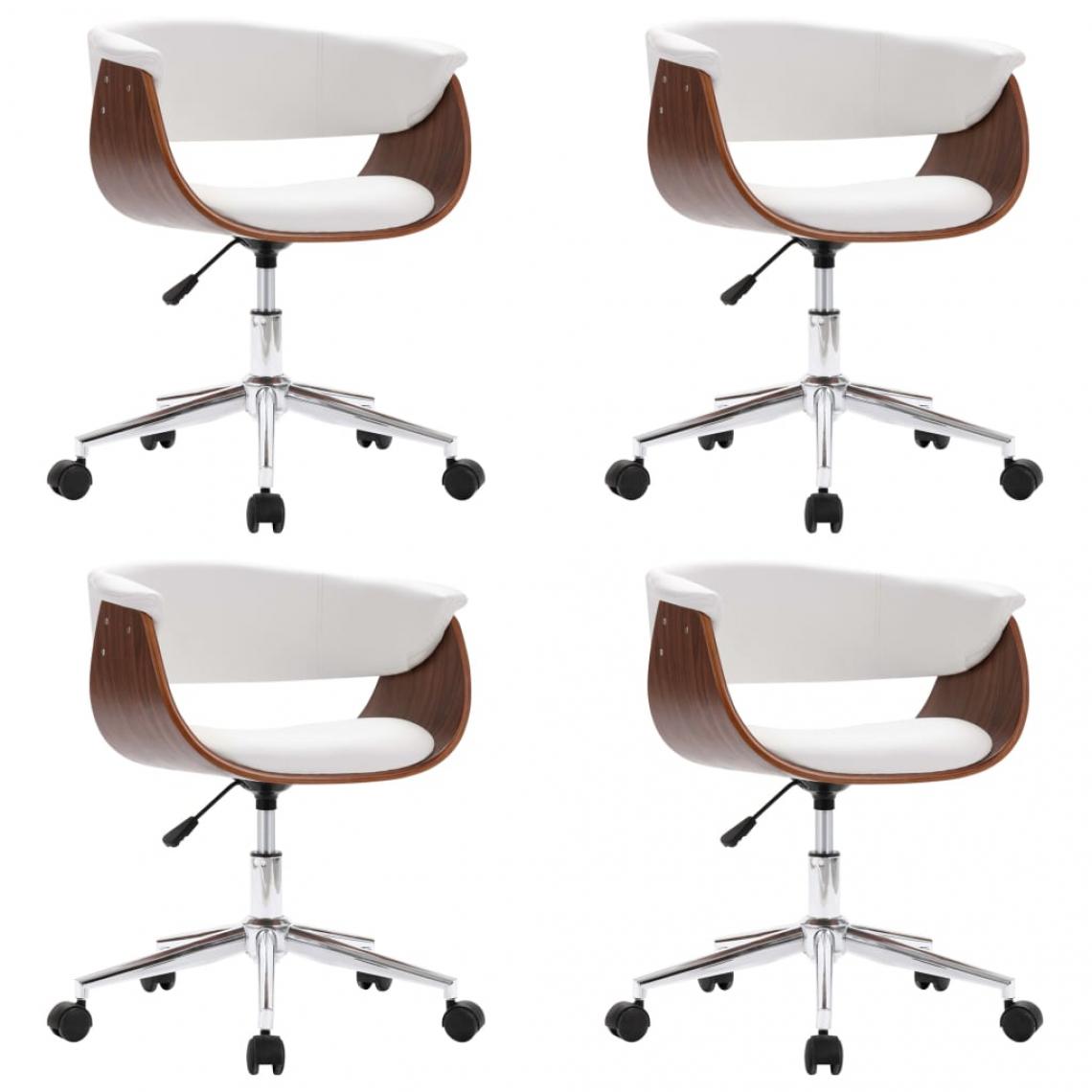 Decoshop26 - Lot de 4 chaises de salle à manger cuisine design contemporain similicuir blanc CDS021243 - Chaises