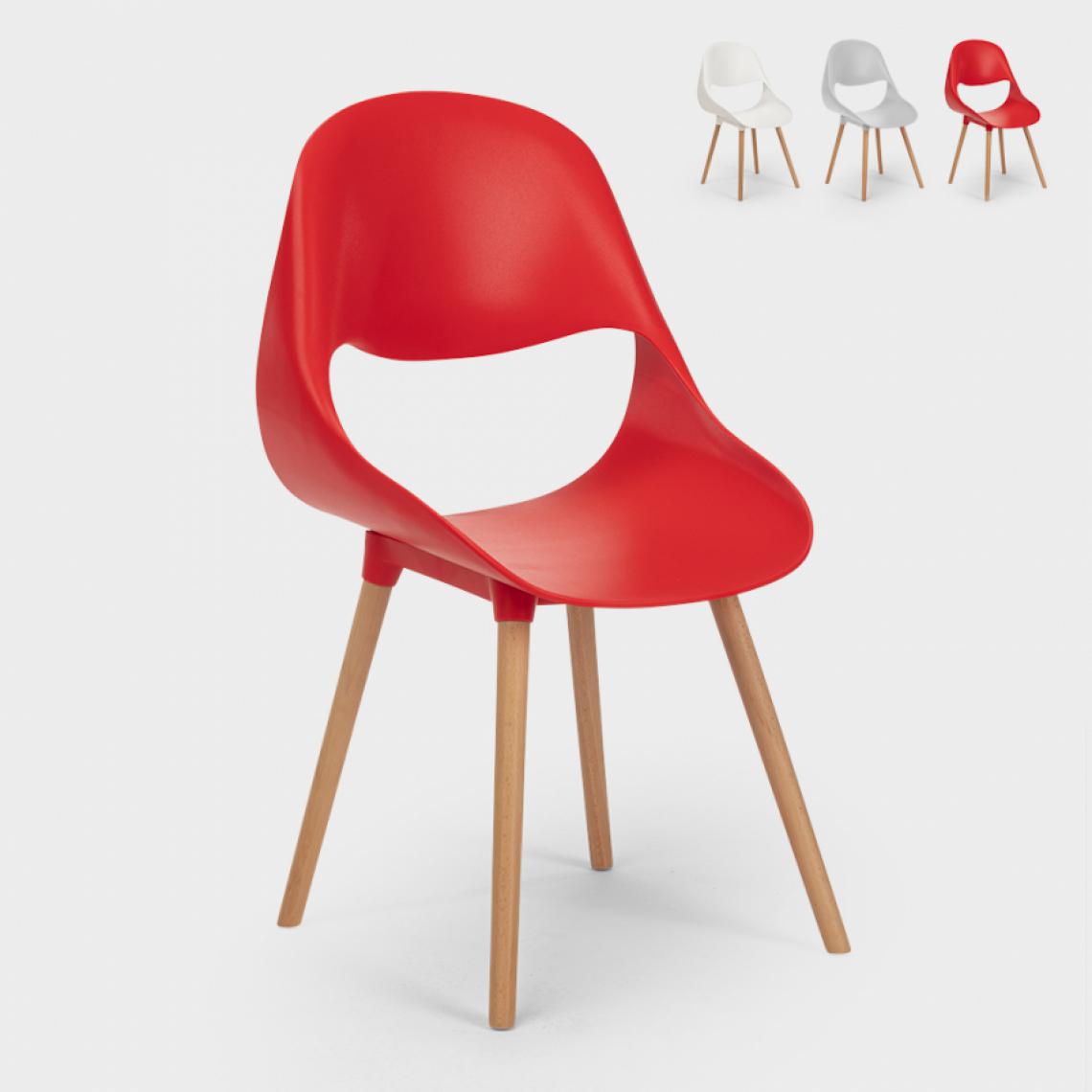 Ahd Amazing Home Design - Chaises en polypropylène et en bois pour cuisine et bar au design moderne Shell, Couleur: Rouge - Chaises