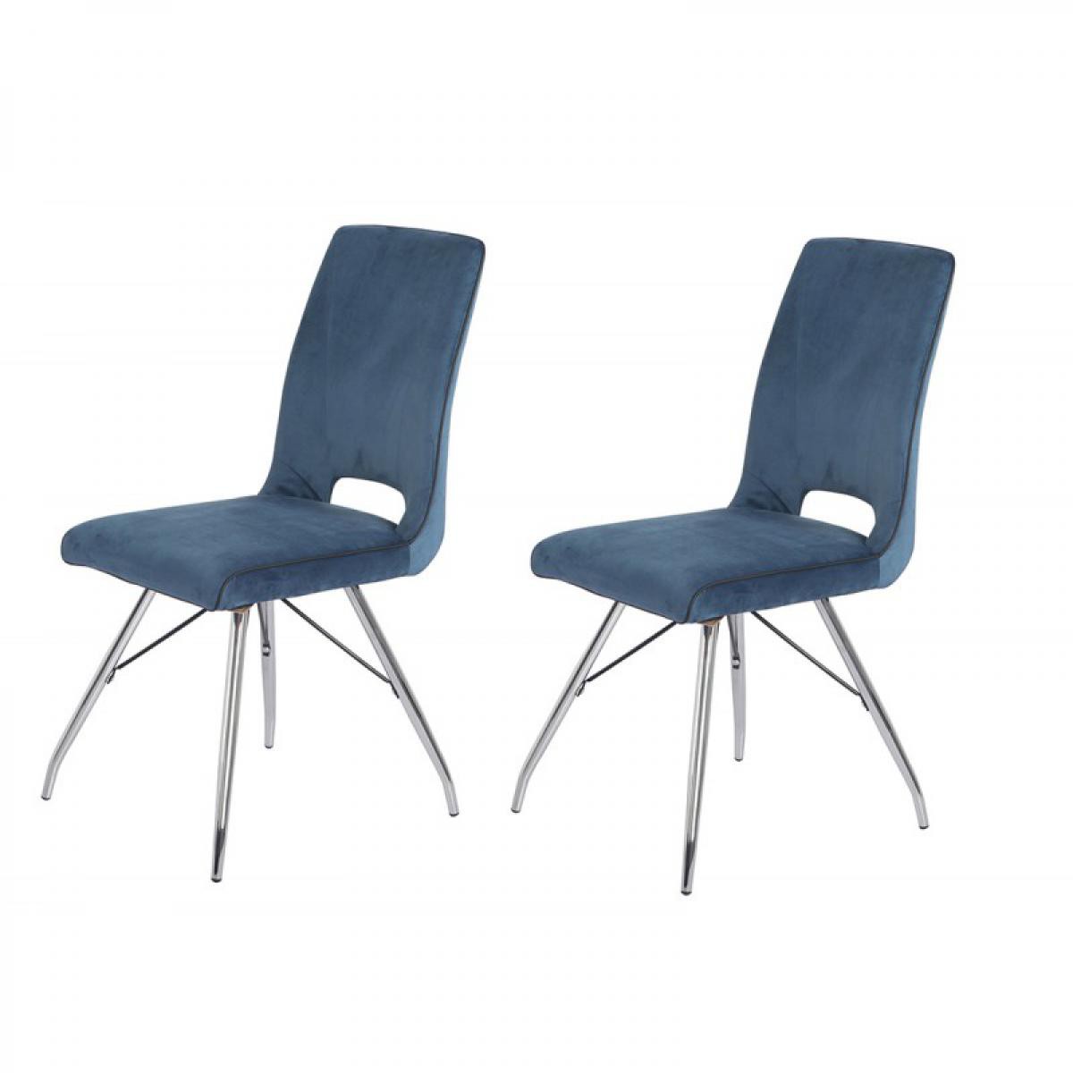 Meubletmoi - Lot de 2 chaises velours bleu marine - BELLA - Chaises