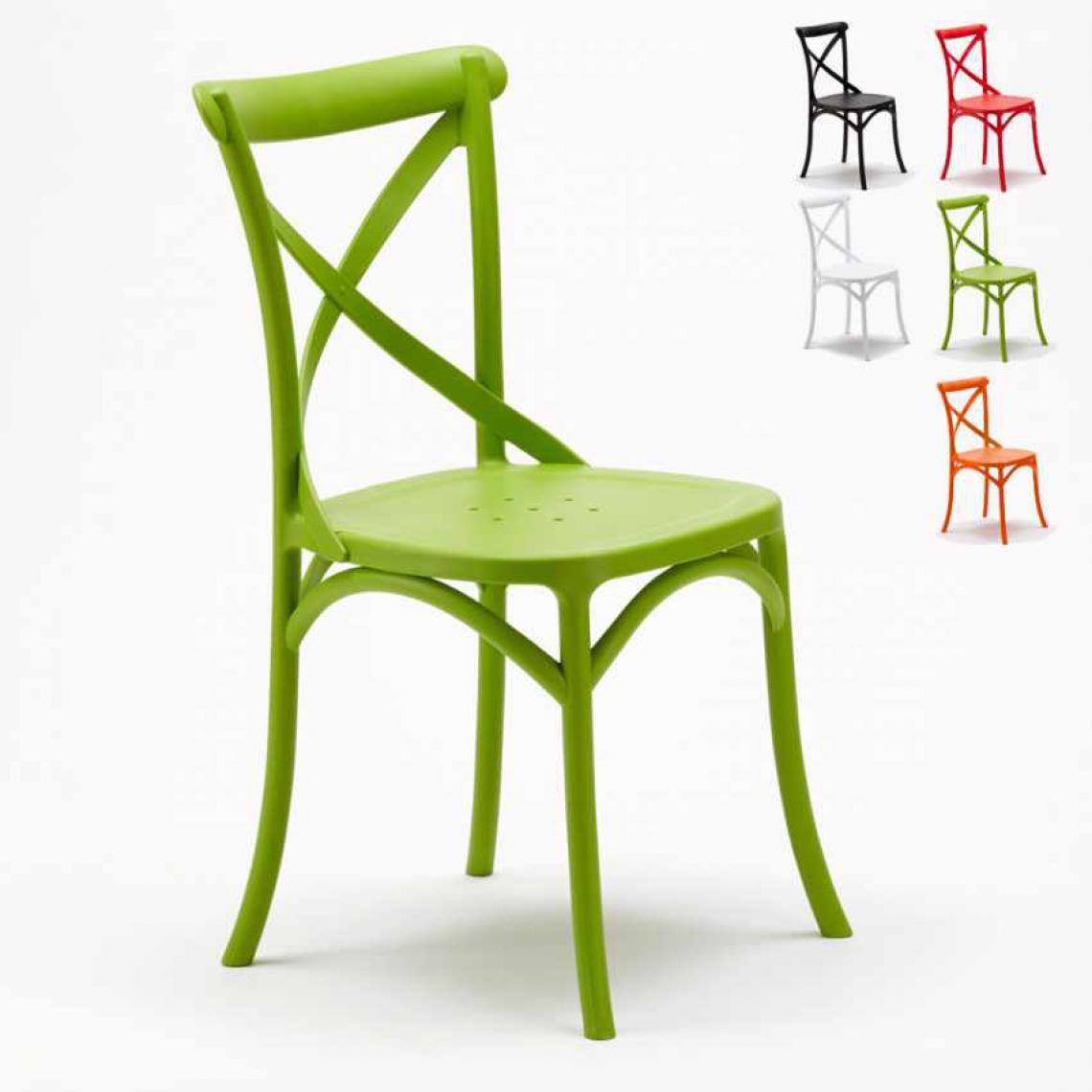Ahd Amazing Home Design - Chaise de cuisine et restaurant en polypropylène Vintage Paesana Cross design, Couleur: Vert - Chaises