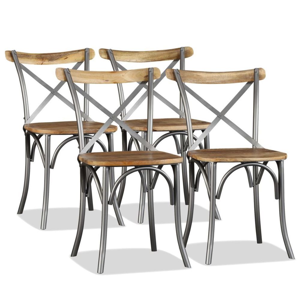 marque generique - Stylé Fauteuils collection Ottawa Chaise de salle à manger 4 pcs Bois de manguier massif et acier - Chaises