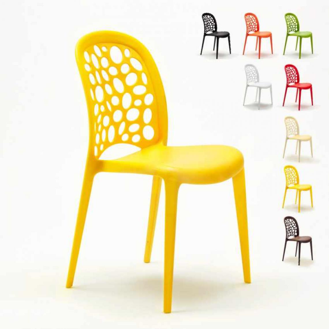 Ahd Amazing Home Design - Lot de Chaises empilables de restaurant bars Holes Messina 20 Pièces, Couleur: Jaune - Chaises