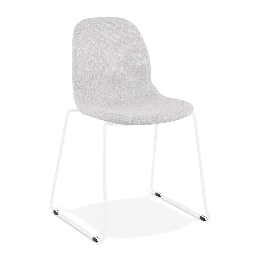 Alterego - Chaise design empilable 'DISTRIKT' en tissu gris clair avec pieds en métal blanc - Chaises
