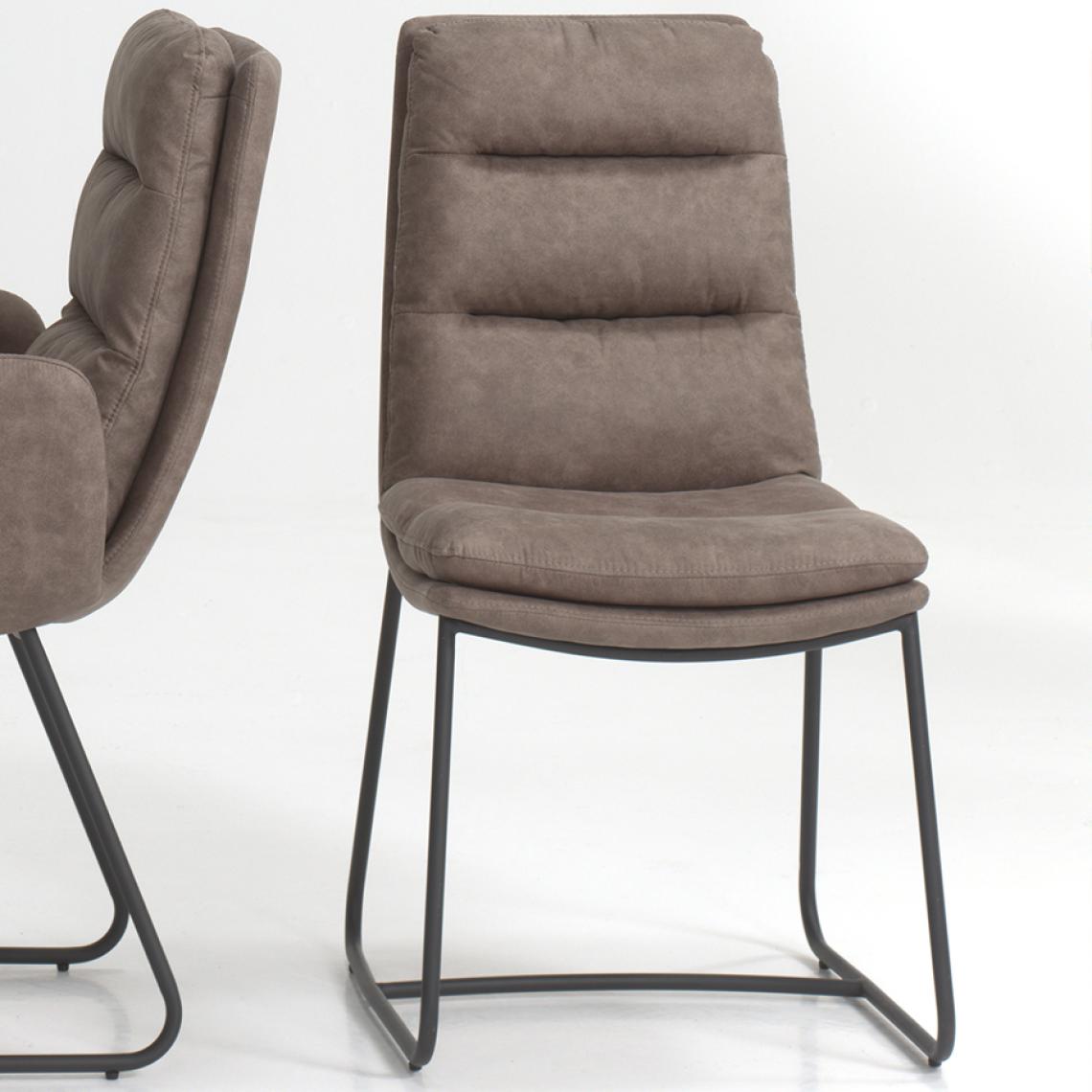 Nouvomeuble - Chaise taupe en tissu moderne ESTELLE (lot de 2) - Chaises