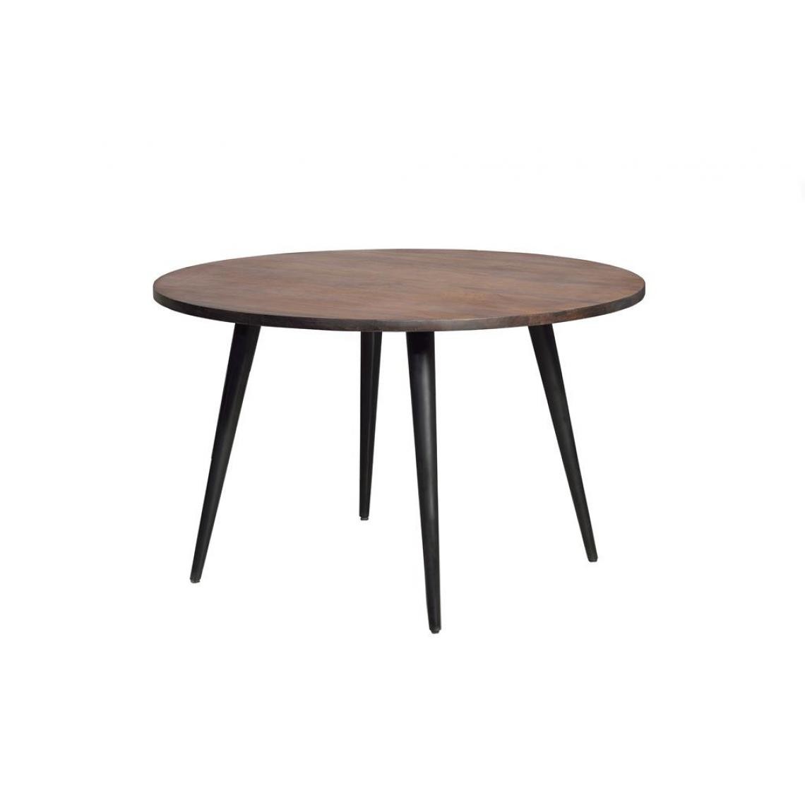 Pegane - Table à manger en bois de manguier / fer coloris marron / noir - diamètre 120 x hauteur 76 cm - Tables à manger