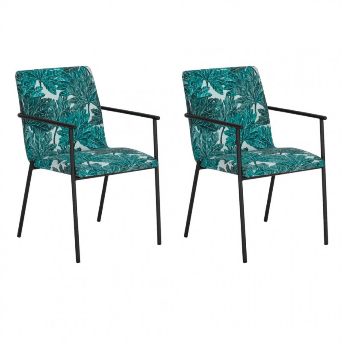 Meubletmoi - Lot de 2 chaises en métal, motif feuilles et accoudoirs - OFFICE 1708 - Chaises