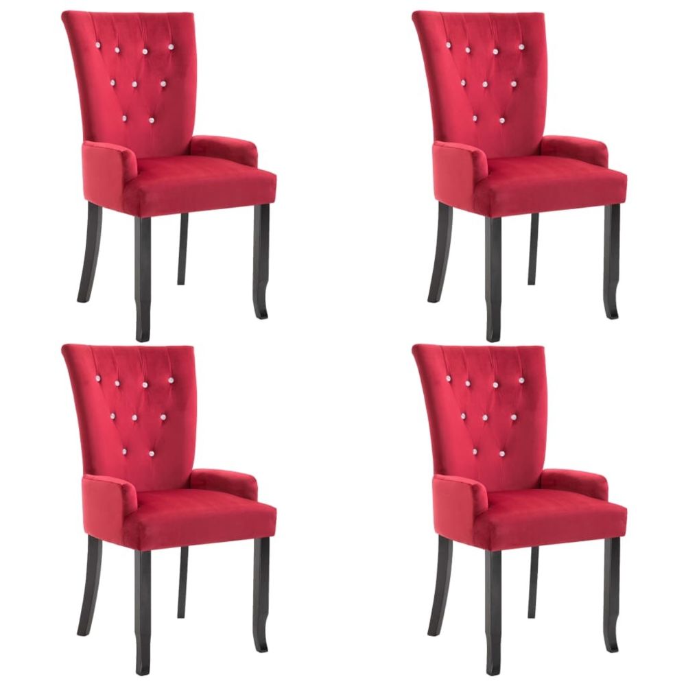 marque generique - Icaverne - Chaises de salle à manger reference Chaise de salle à manger avec accoudoirs 4 pcs Rouge Velours - Chaises