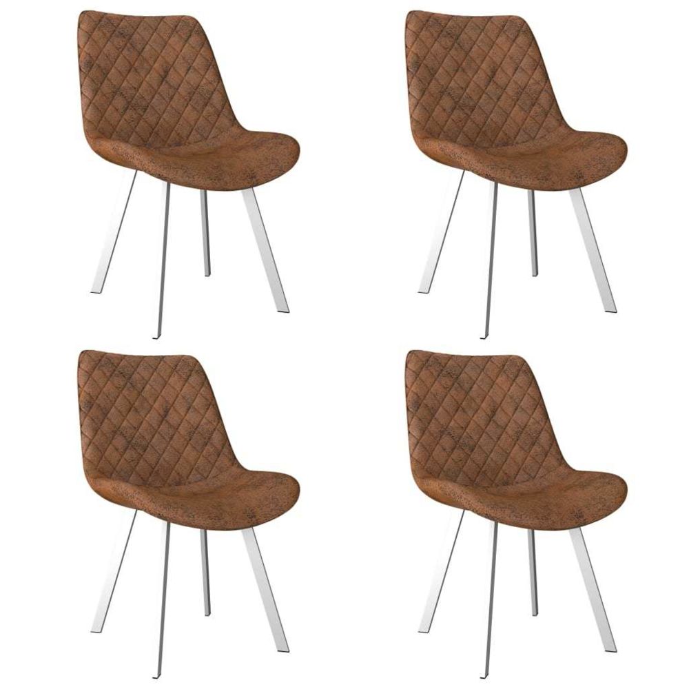 marque generique - Esthetique Fauteuils et chaises serie Sanaa Chaises de salle à manger 4 pcs Marron Similicuir daim - Chaises