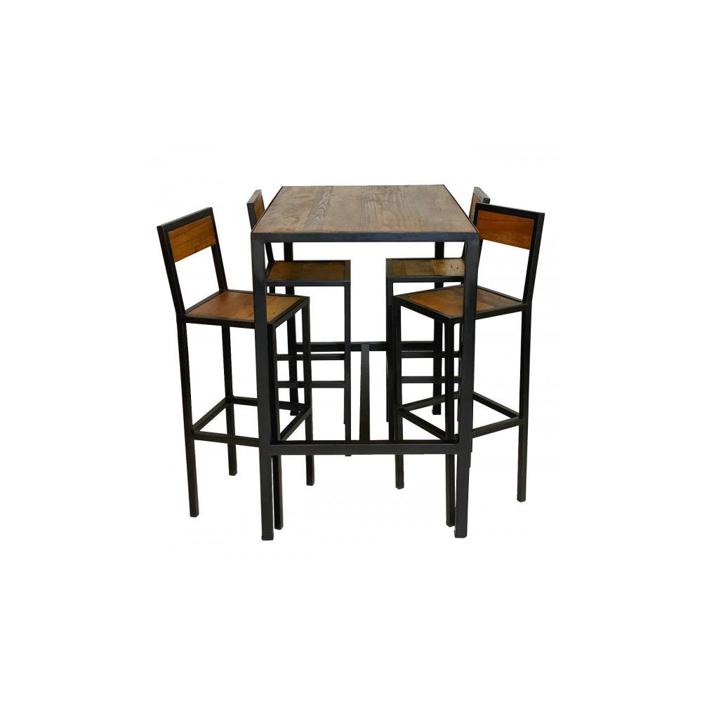 Mathi Design - ATELIER - Ensemble Table haute et Tabourets - Tables à manger