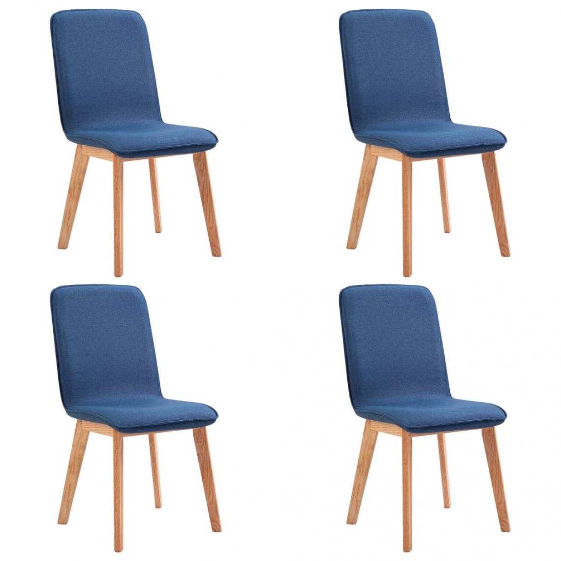 Decoshop26 - Lot de 4 chaises de salle à manger cuisine design moderne tissu bleu et chêne massif CDS021306 - Chaises