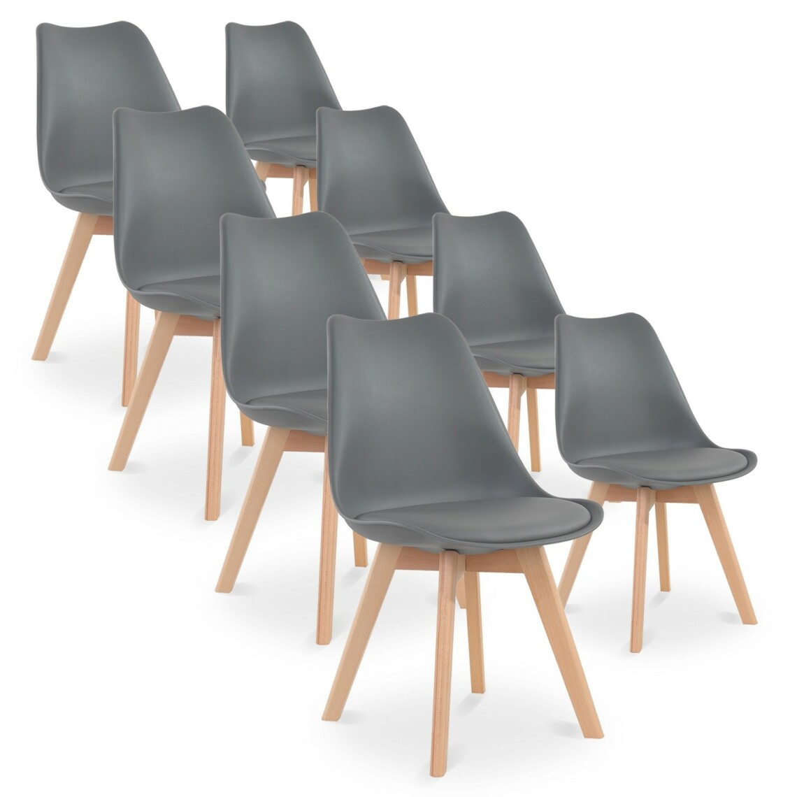 marque generique - Lot de 8 chaises style scandinave Catherina Gris - Chaises