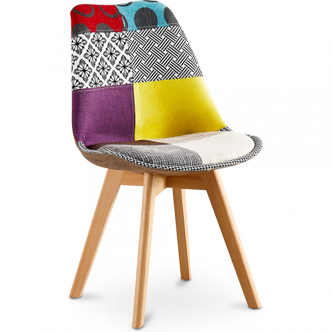 Iconik Interior - Chaise à manger Deswick design scandi rétro - multicolore premium - patchwork Ray - Chaises