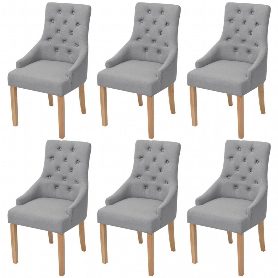Decoshop26 - Lot de 6 chaises de salle à manger cuisine capitonné design classique en tissu gris clair CDS022405 - Chaises