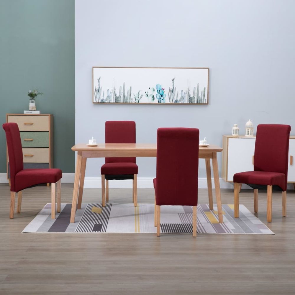 marque generique - Stylé Fauteuils et chaises ensemble Port Moresby Chaises de salle à manger 4 pcs Rouge Tissu - Chaises