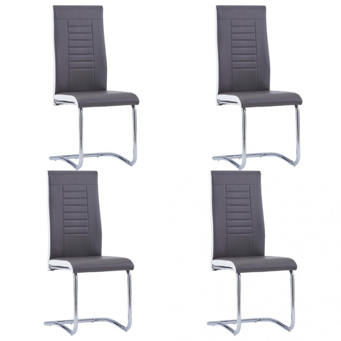 Decoshop26 - Lot de 4 chaises de salle à manger cuisine cantilever design contemporain similicuir gris CDS021377 - Chaises