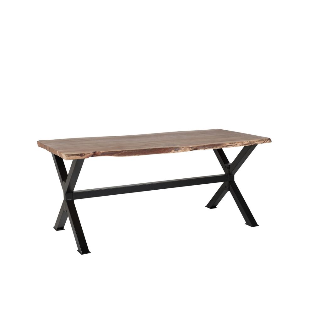Beliani - Beliani Table de salle à manger en bois 180 x 95 cm marron/noir VALBO - marron clair - Tables à manger