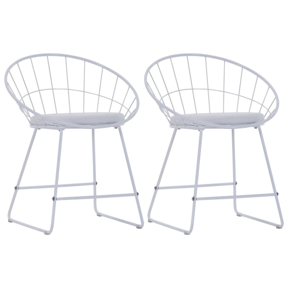 marque generique - Admirable Fauteuils et chaises ensemble Wellington Chaises de salle à manger Siège en similicuir 2 pcs Blanc Acier - Chaises