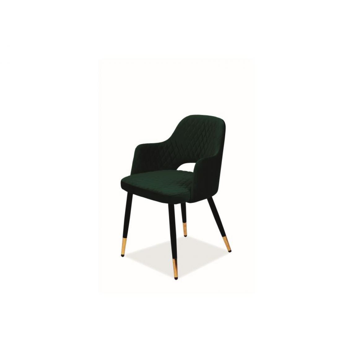 Hucoco - FRANGO | Chaise de salle à manger avec accoudoirs | Dimensions 82x55x45 cm | Rembourrage tissu velouté | Style scandinave - Vert - Chaises