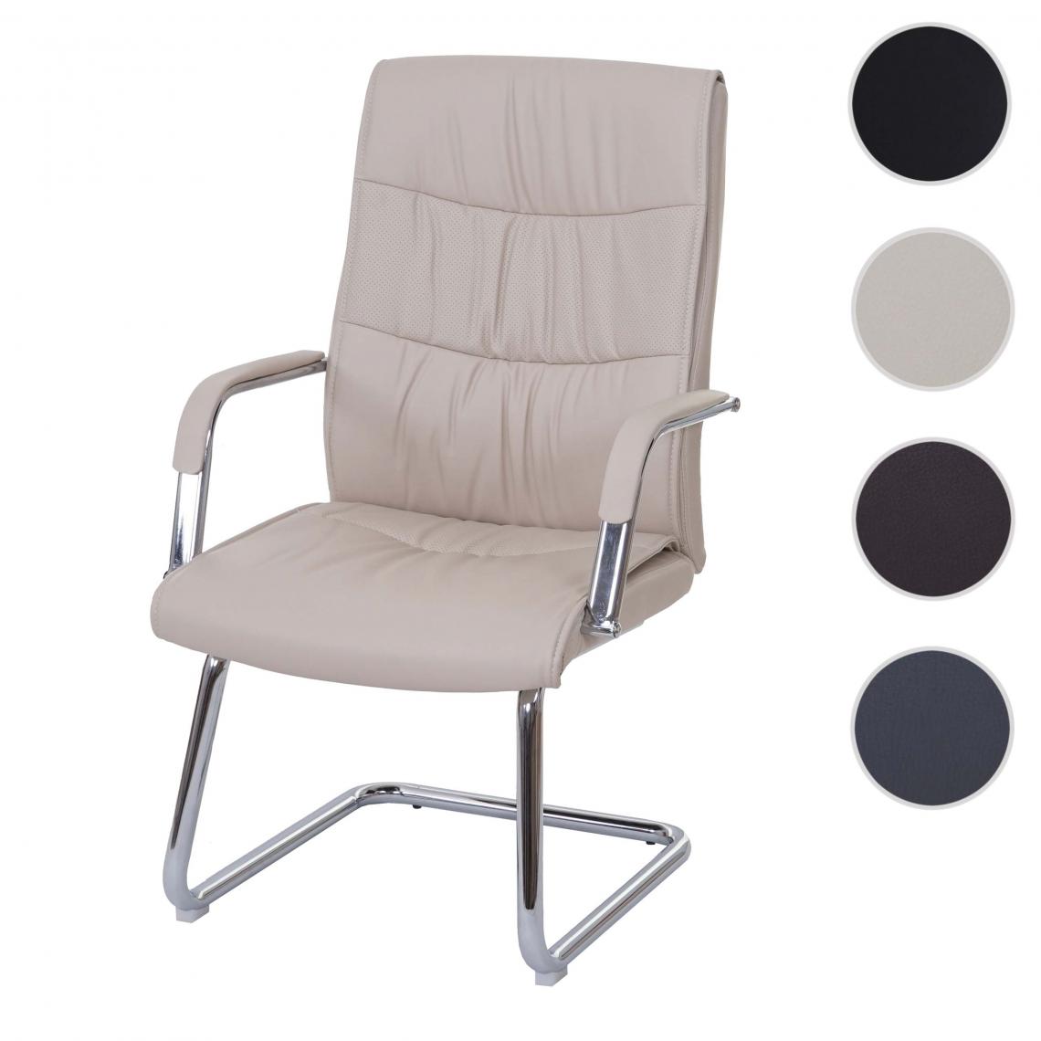 Mendler - Chaise de conférence HWC-A49, chaise visiteur cantilever, similicuir ~ crème - Chaises