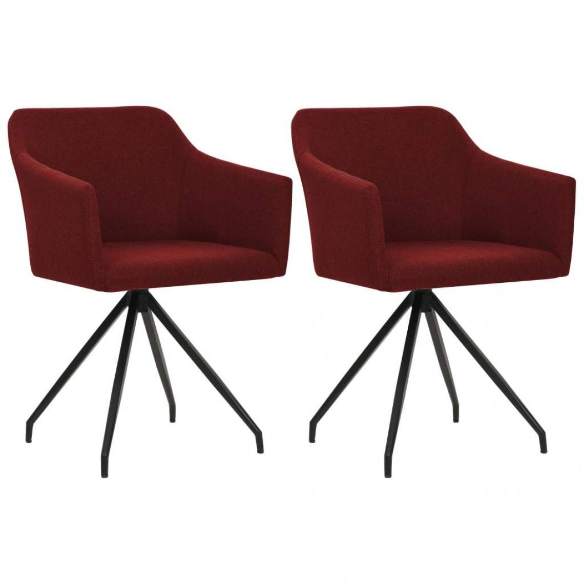 Decoshop26 - Lot de 2 chaises de salle à manger cuisine design moderne tissu rouge bordeaux CDS020983 - Chaises