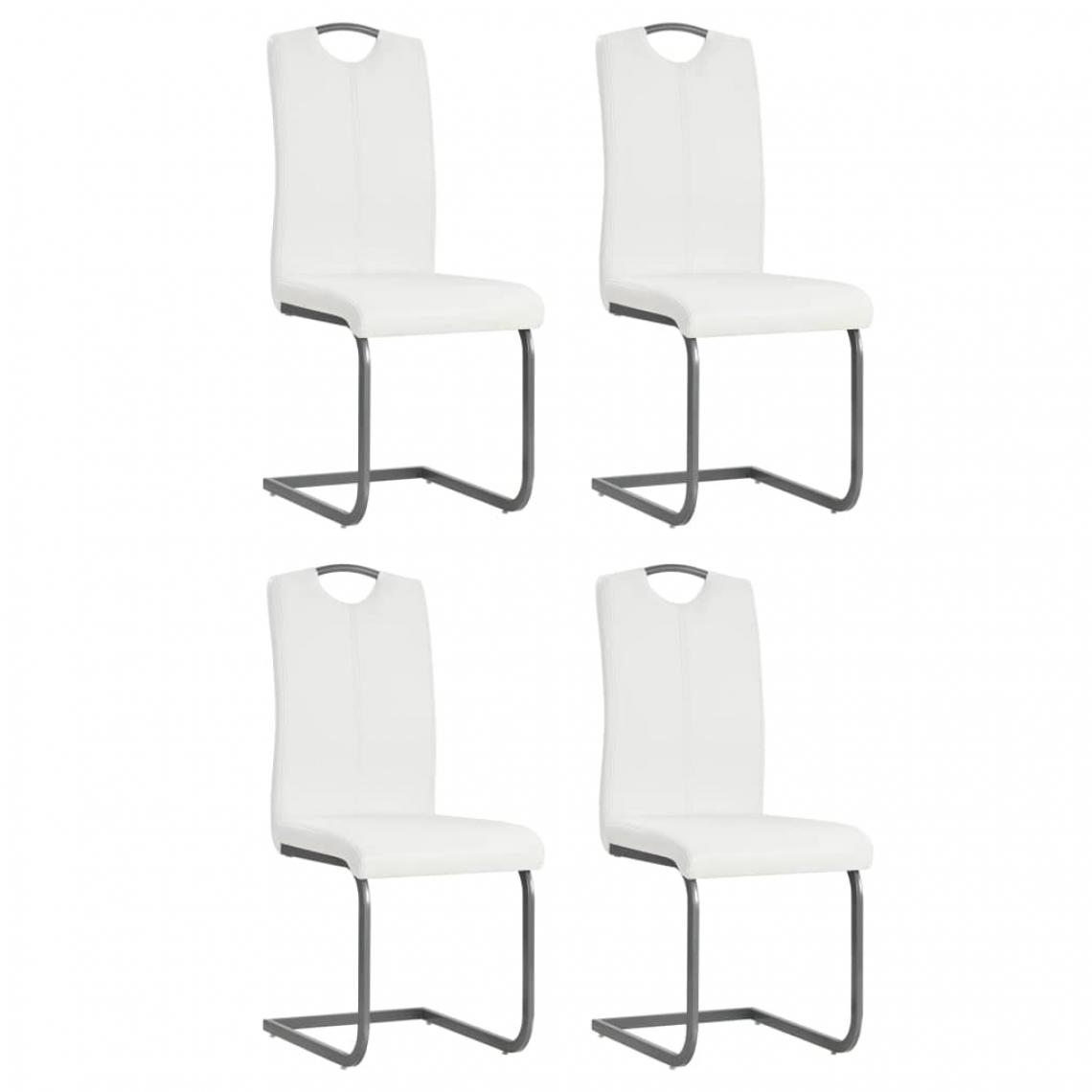 Chunhelife - Chaises de salle à manger cantilever 4 pcs Blanc Similicuir - Chaises