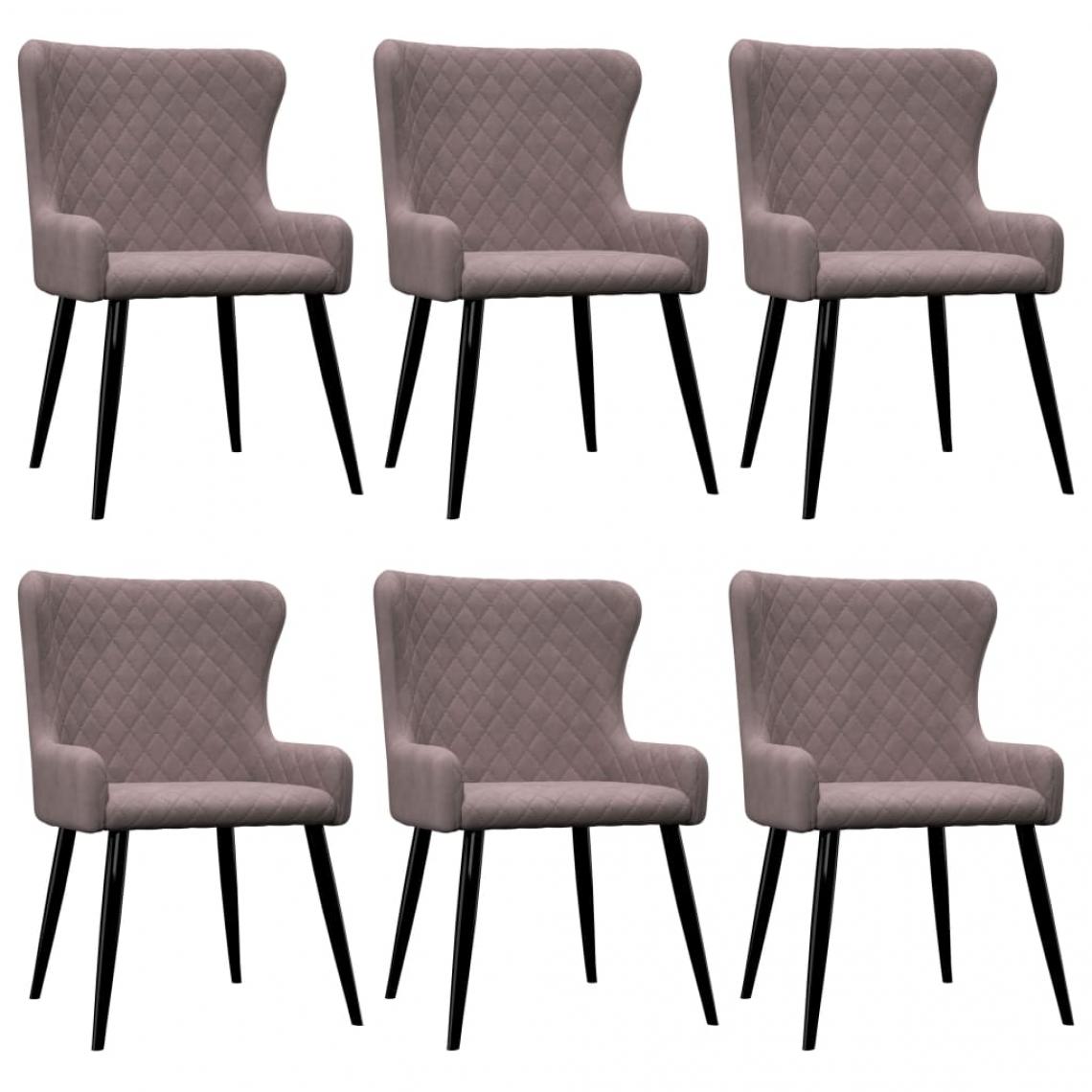 Decoshop26 - Lot de 6 chaises de salle à manger cuisine design moderne velours rose CDS022783 - Chaises