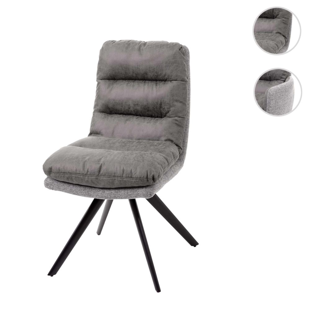 Mendler - Chaise de salle à manger HWC-G66, chaise de cuisine, pivotante, auto-position, tissu ~ gris clair-gris - Chaises