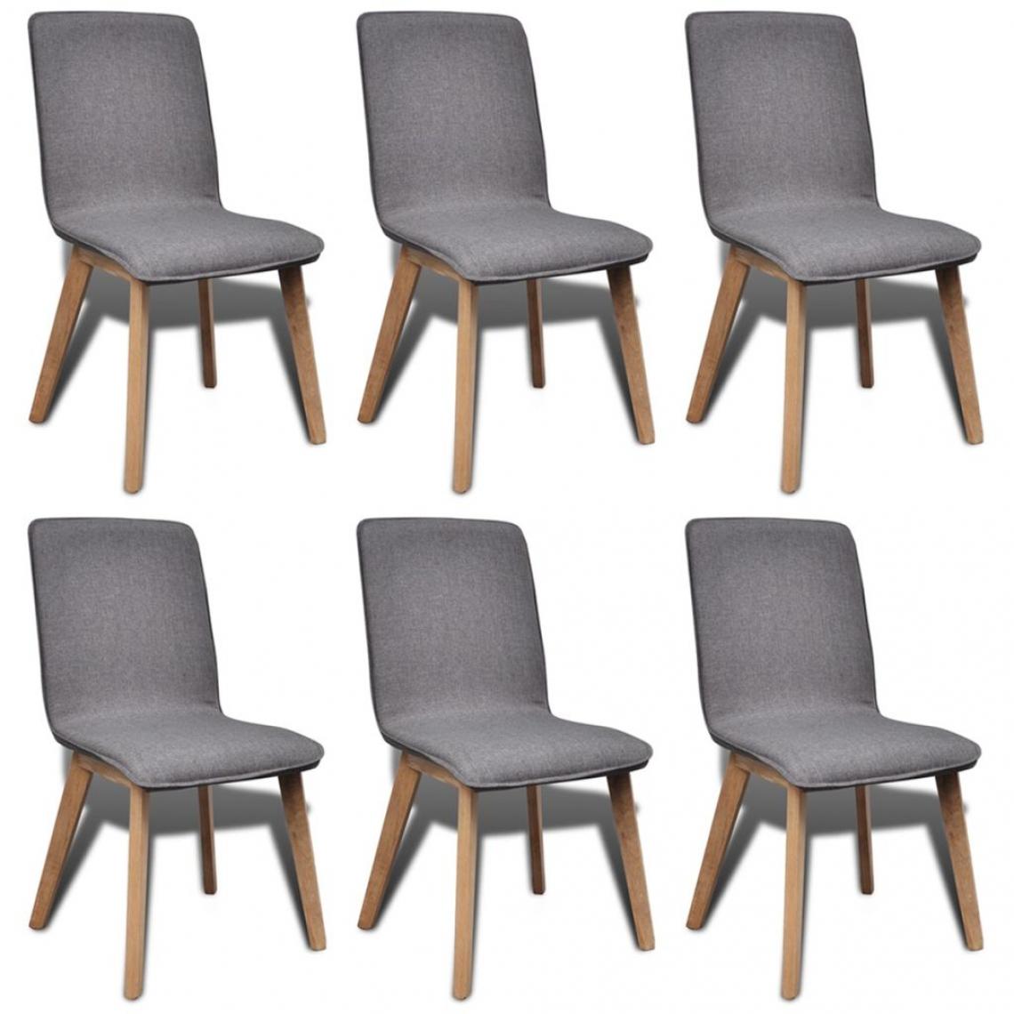 Decoshop26 - Lot de 6 chaises de salle à manger cuisines de salle à manger design classique tissu gris clair et chêne massif CDS022951 - Chaises