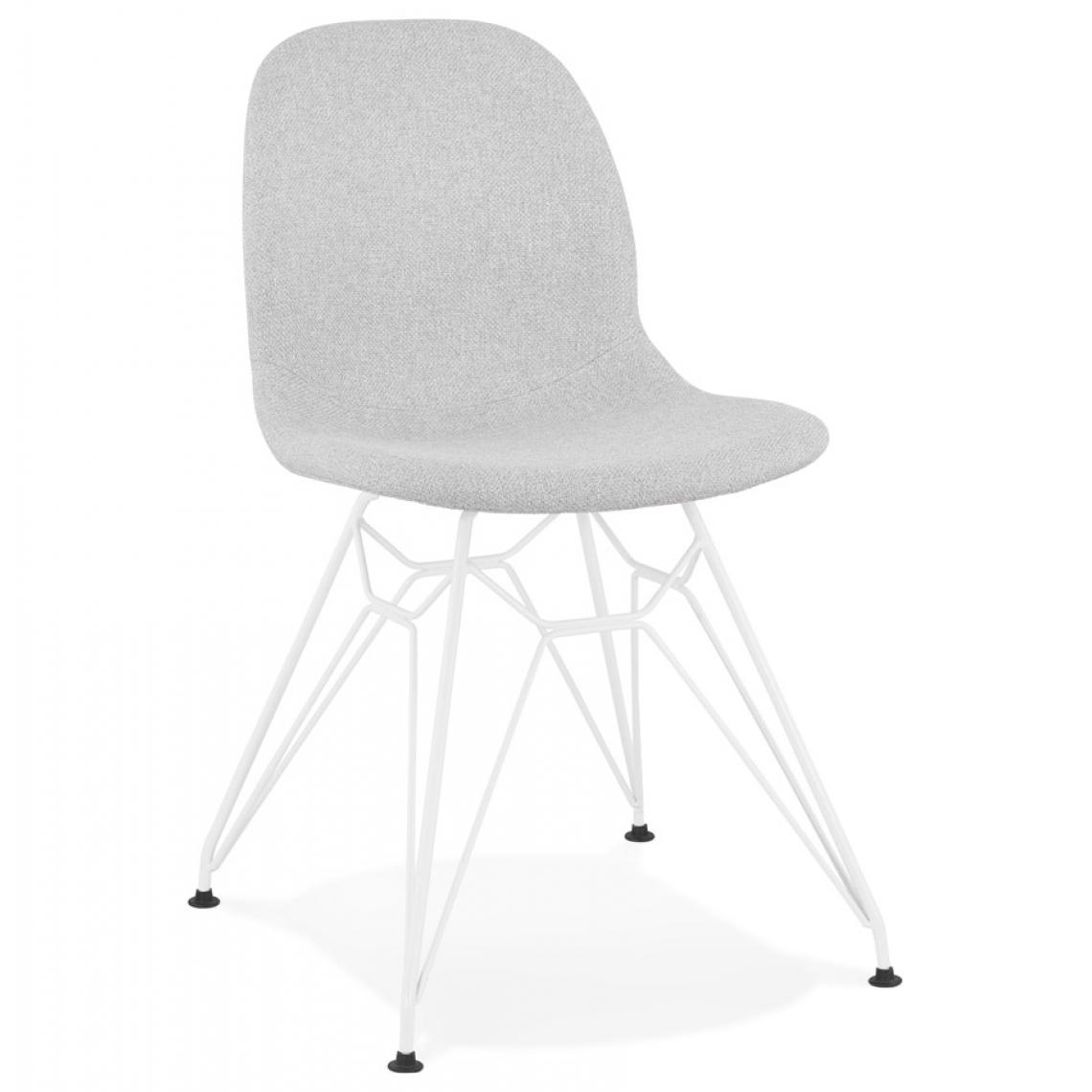 Alterego - Chaise design 'DECLIK' grise claire avec pieds en métal blanc - Chaises