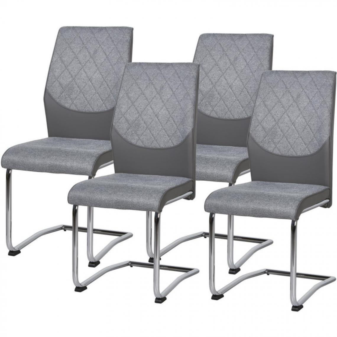 Ac-Deco - Lot de 4 chaises - Bergam - L 44 x l 58 x H 100 cm - Gris - Chaises