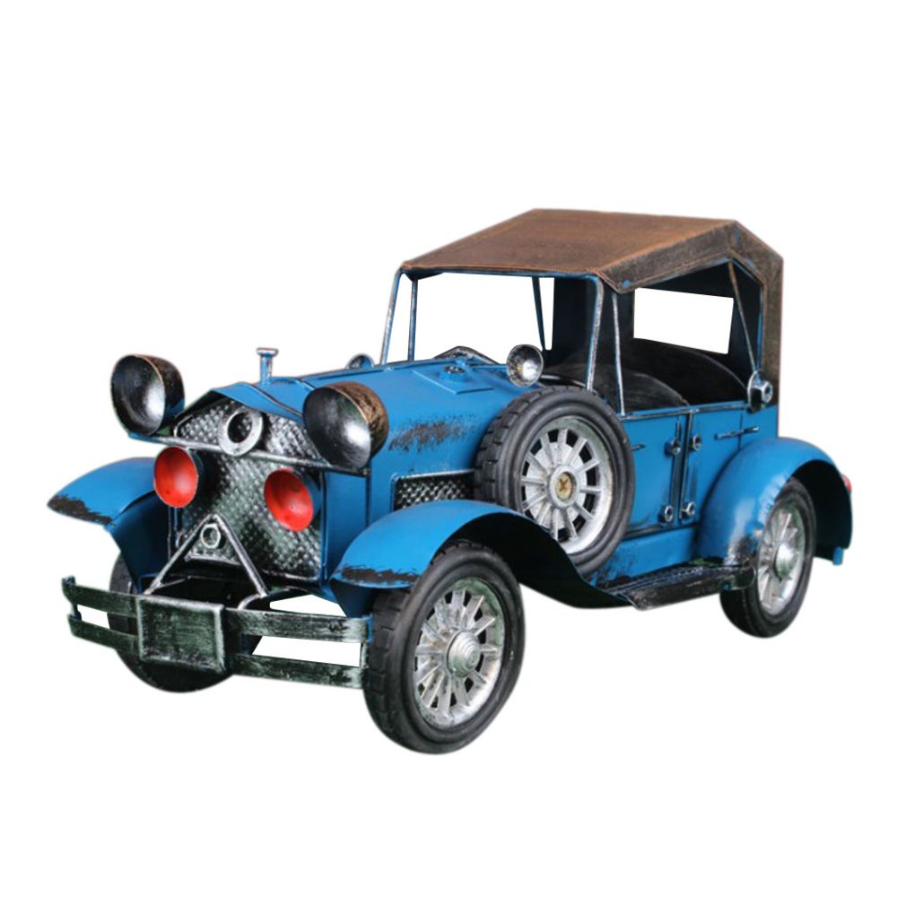 marque generique - vintage étain voiture classique modèle artisanat voiture bureau à domicile chambre décor bleu - Objets déco