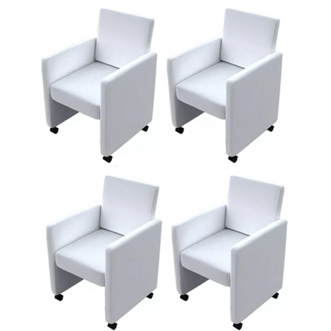 Decoshop26 - Lot de 4 chaises de salle à manger cuisine style moderne et confortable en similicuir blanc CDS021244 - Chaises