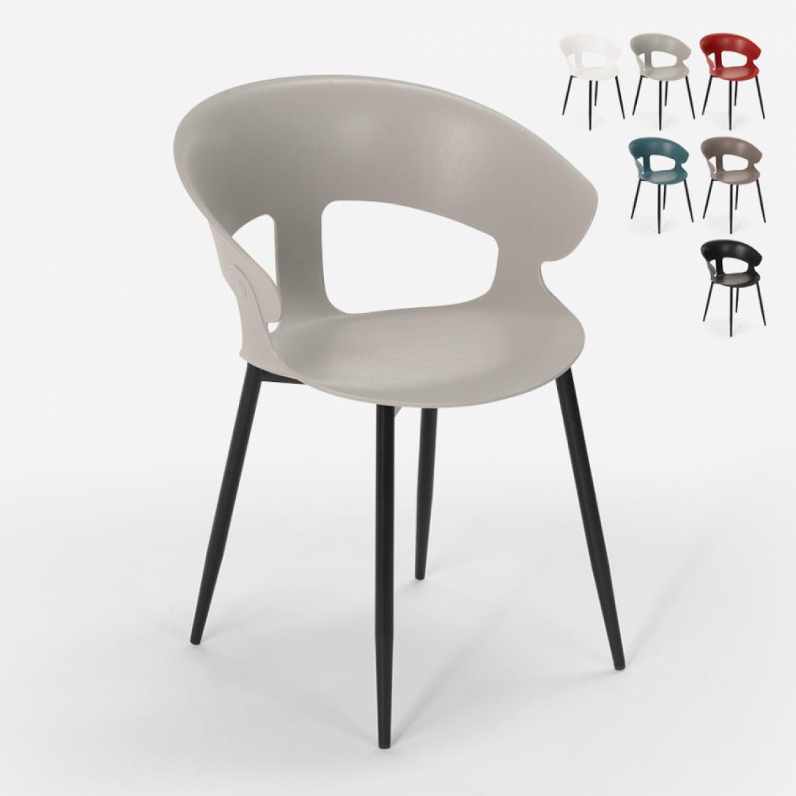 Ahd Amazing Home Design - Chaise design moderne en métal polypropylène pour cuisine bar restaurant Evelyn, Couleur: Gris - Chaises