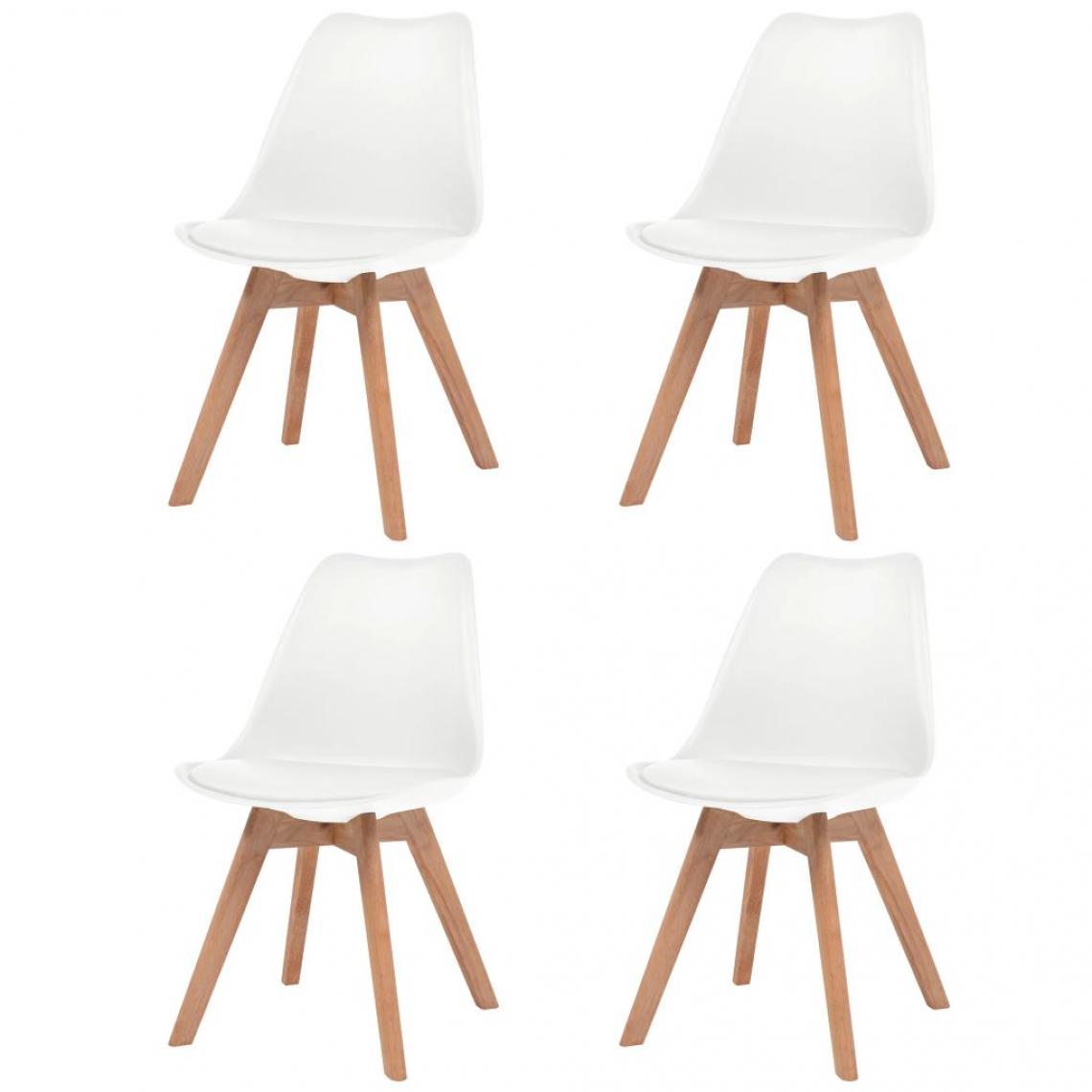 Decoshop26 - Lot de 4 chaises de salle à manger cuisine design scandinave similicuir blanc CDS021251 - Chaises