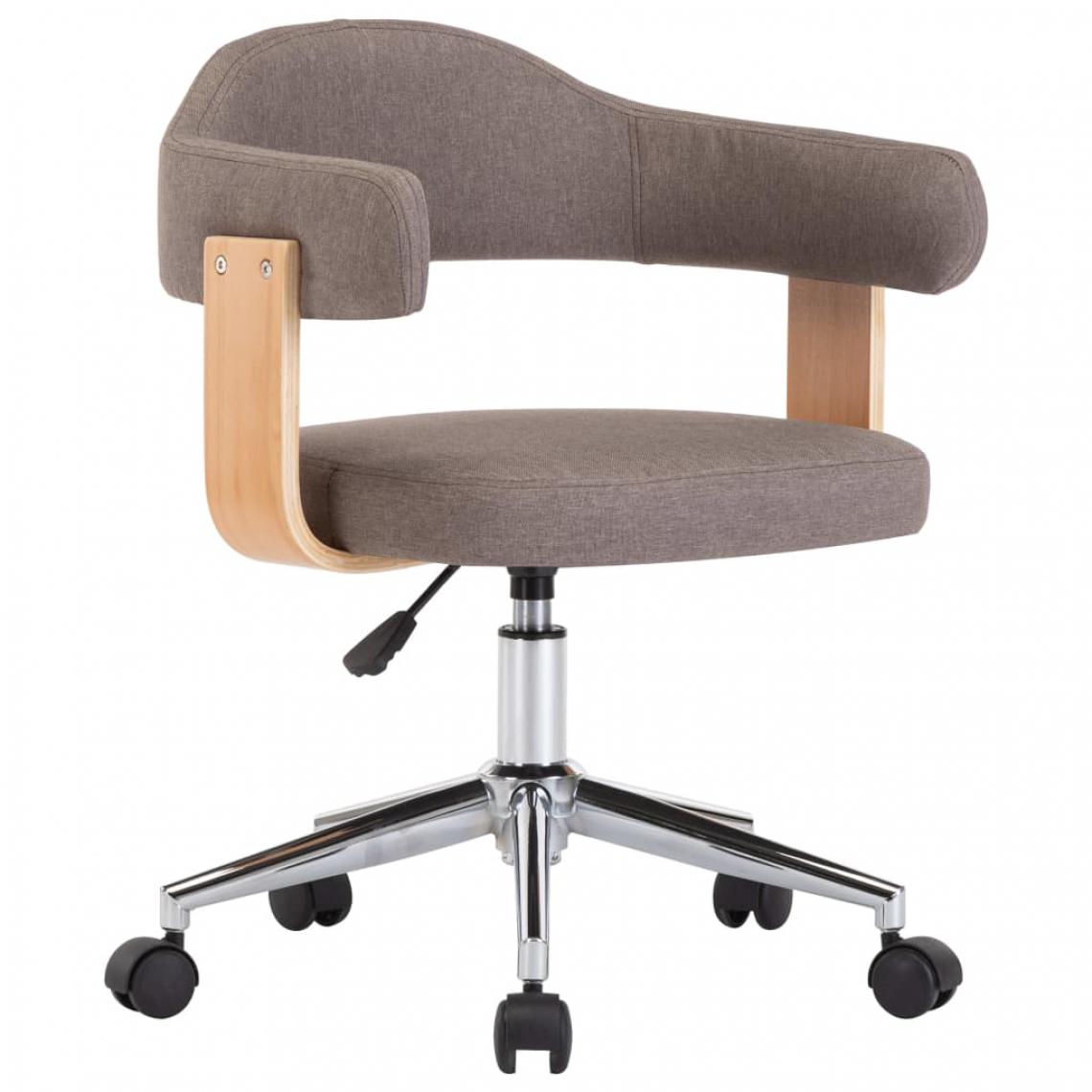 Chunhelife - Chaise pivotante de bureau Taupe Bois courbé et tissu - Chaises