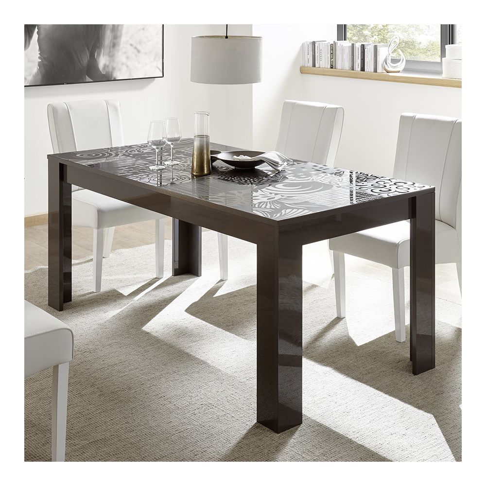 Kasalinea - Table extensible 140 cm design gris laqué NERINA 2 - Tables à manger