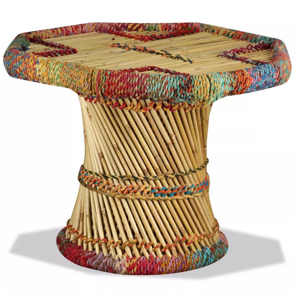 Vidaxl - vidaXL Table basse Bambou avec Détails Chindi Multicolore - Tables à manger
