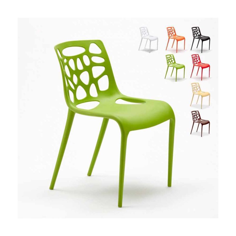 Ahd Amazing Home Design - Chaise en polypropylène anti-uv design moderne Gelateria salle à manger et bar café Connubia, Couleur: Vert - Chaises